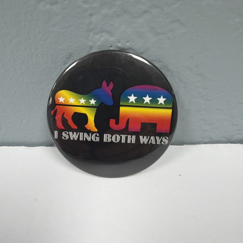Democratic Donkey Republican Elephant Pin Political Party I Swing Both Ways 3in
